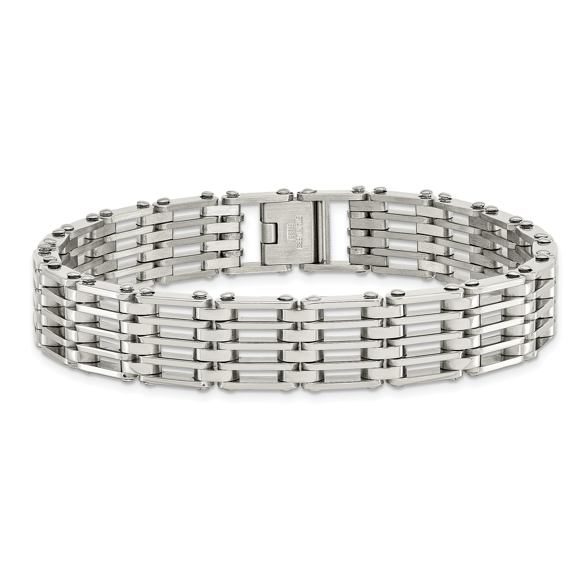 Chisel Stainless Steel Polished and Textured Dad Bracelet MSRP $198 