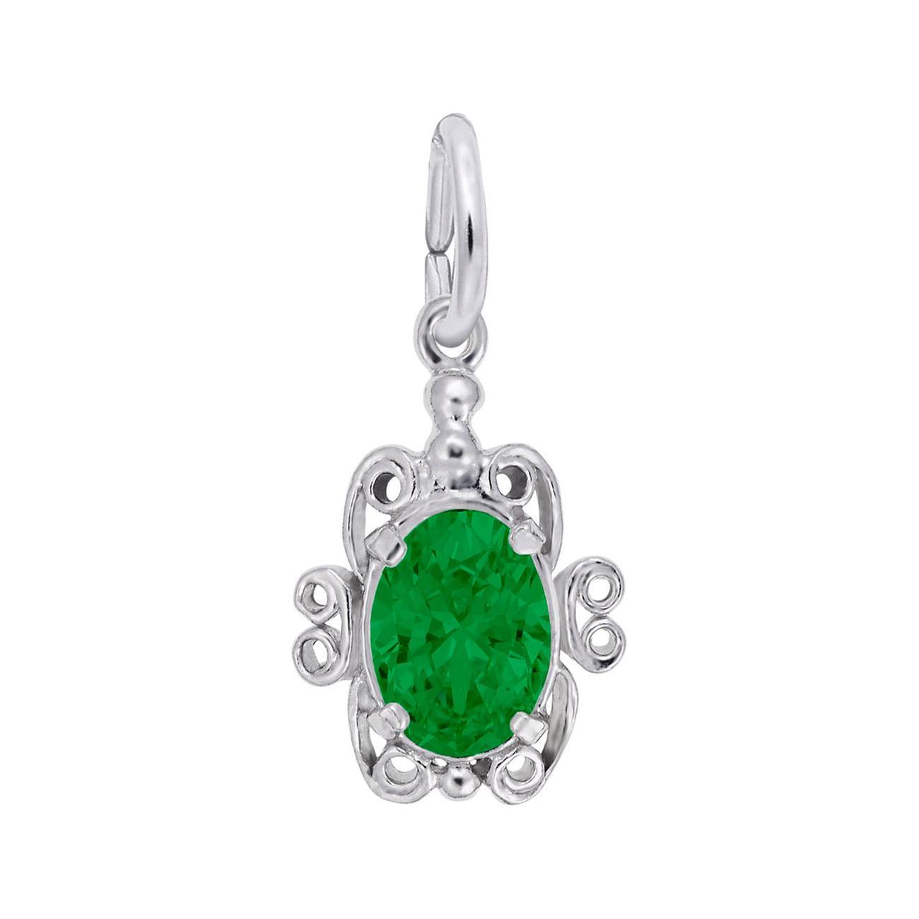 Italian Charm Dangle Birthstone Heart CZ Sterling Silver August Italian Charm Dangle Birthstone Heart CZ Sterling Silver August