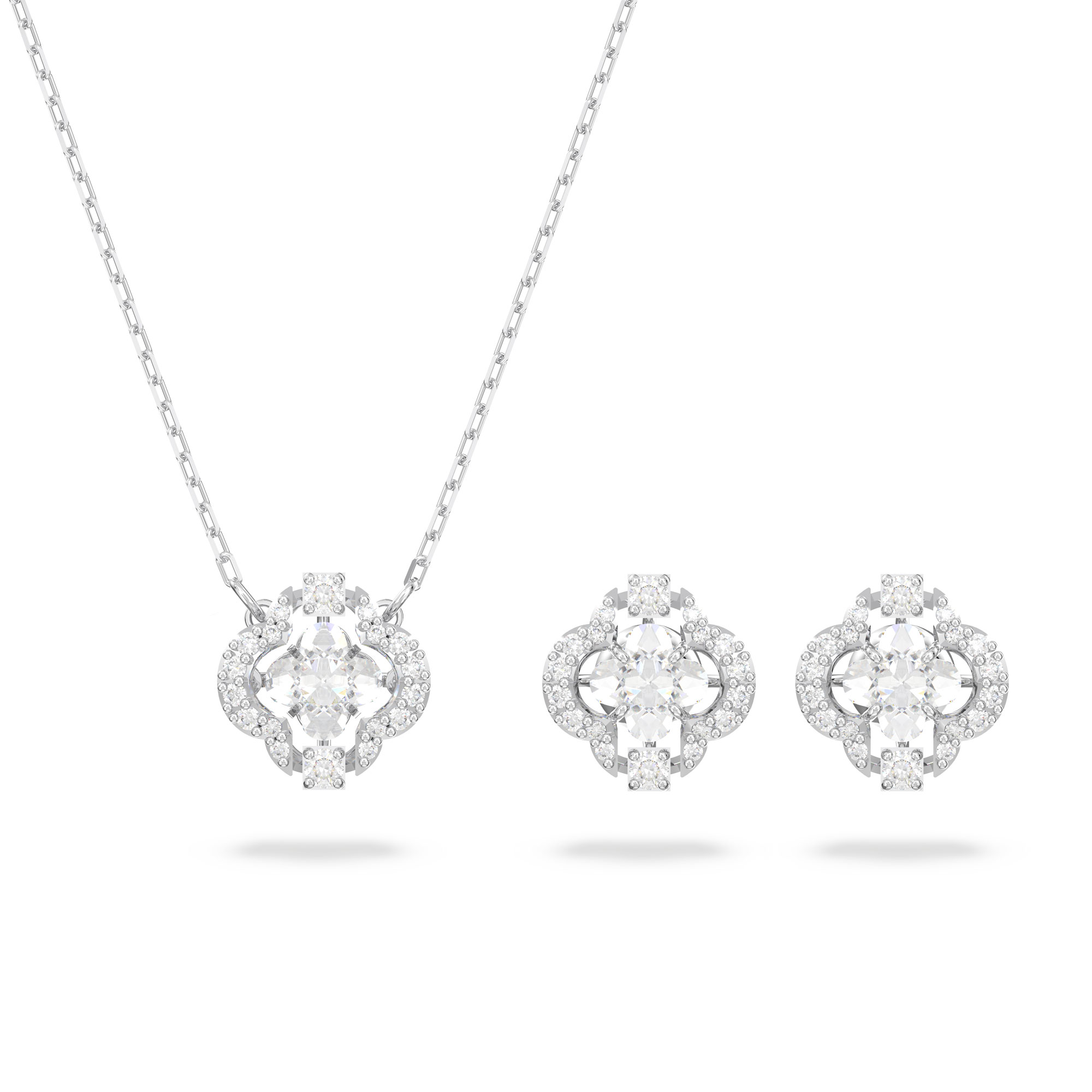 fysiek aan de andere kant, incompleet Swarovski Crystal and Zirconia Sparkling Dance Rhodium-Plated Necklace and  Earrings Set | REEDS Jewelers