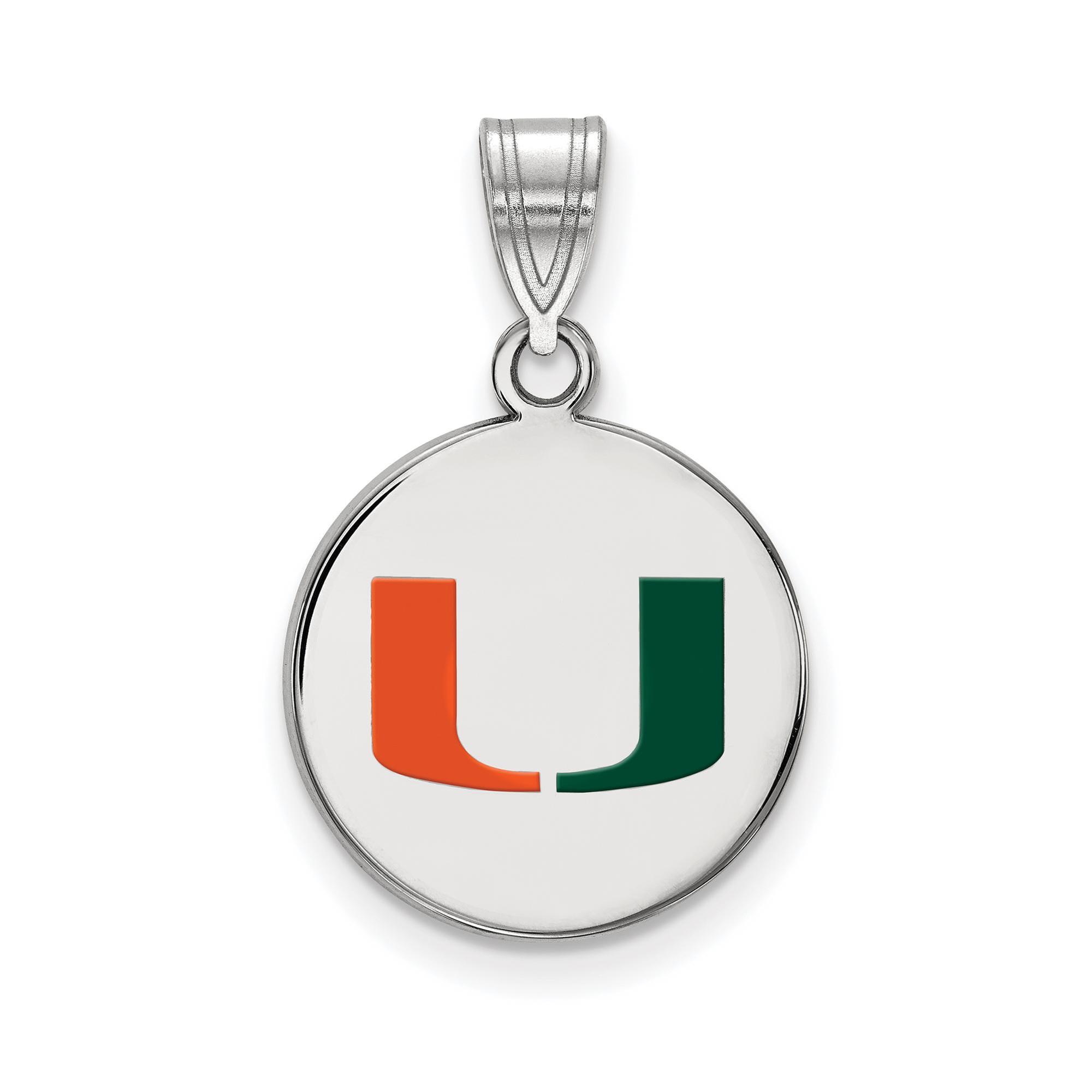 University of Miami Hurricanes School Crest Pendant in Sterling Silver 