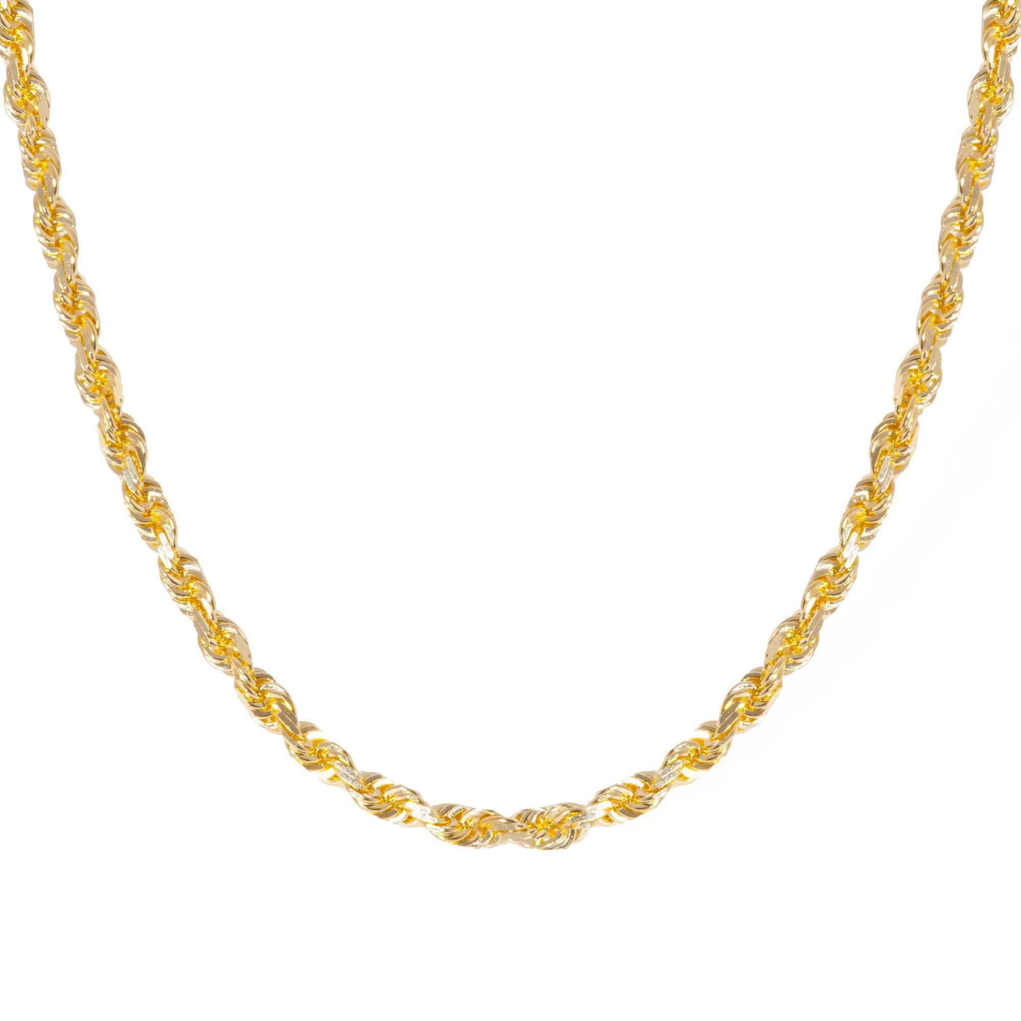 Yellow Gold Diamond Cut Solid Rope 