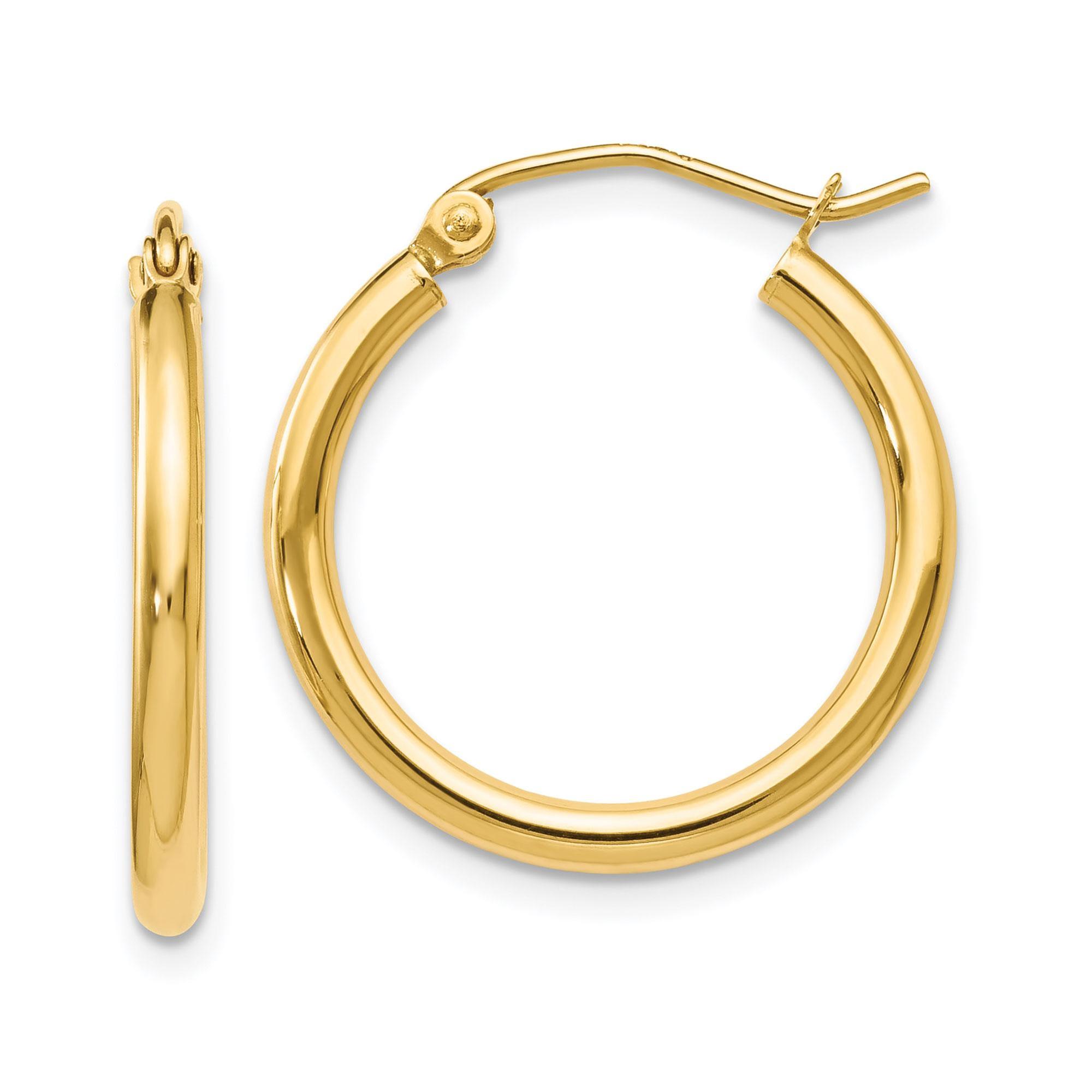 14k Yellow Gold 3x20mm Polished Square Tube Round Hoop Earrings 14k Yellow Gold 3x20mm Polished Square Tube Round Hoop Earrings