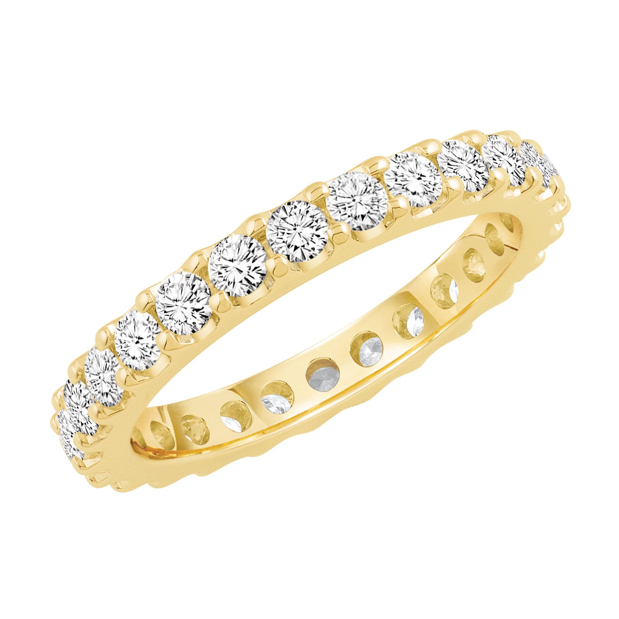 14K Yellow Gold Round channel set Eternity Endless Anniversary Wedding Ring Band