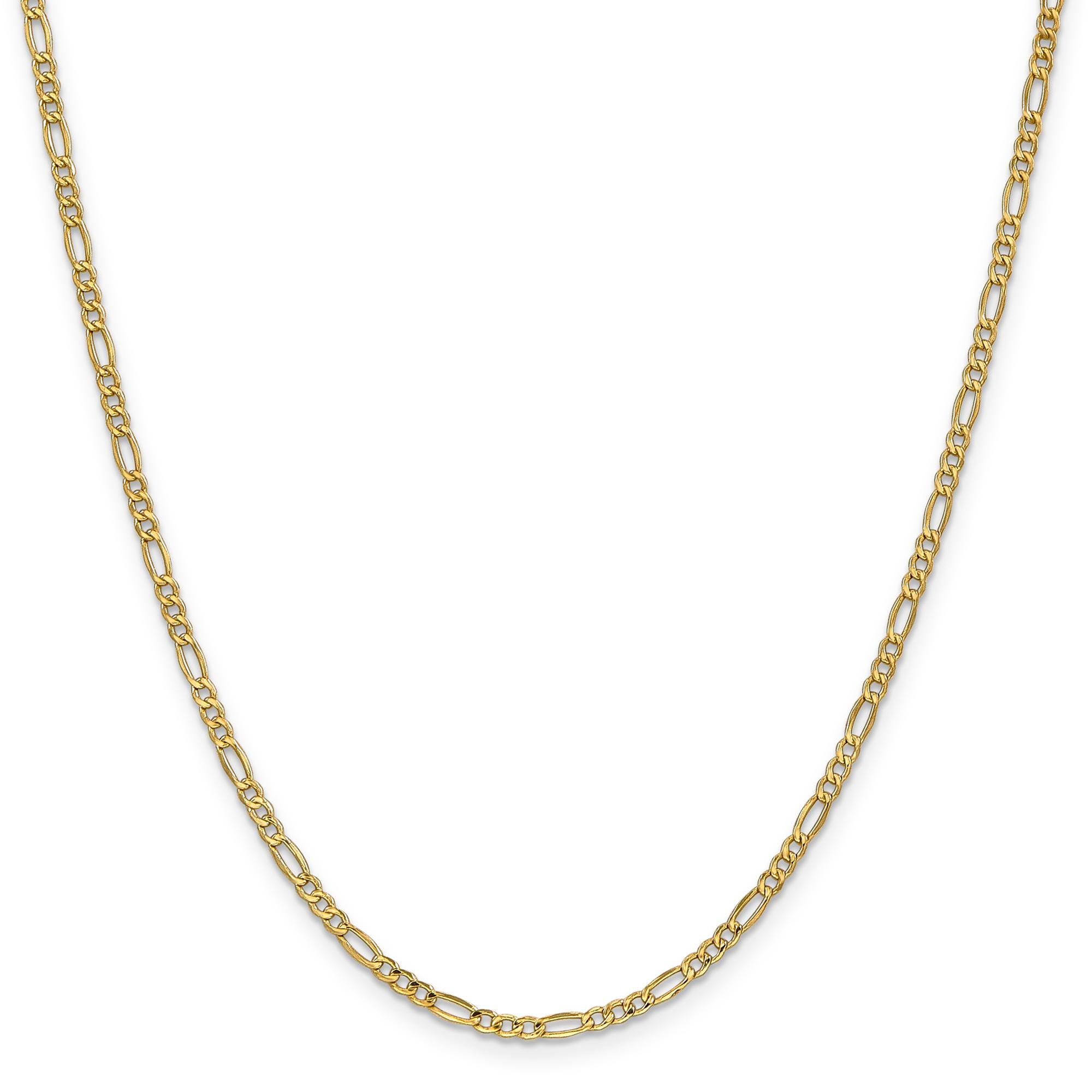 Jewel Tie 10k Yellow Gold 2.2mm Flat Beveled Cuban Curb Chain