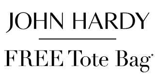 John Hardy logo. Receive a FREE John Hardy tote bag with any John Hardy purchase, while supplies last.